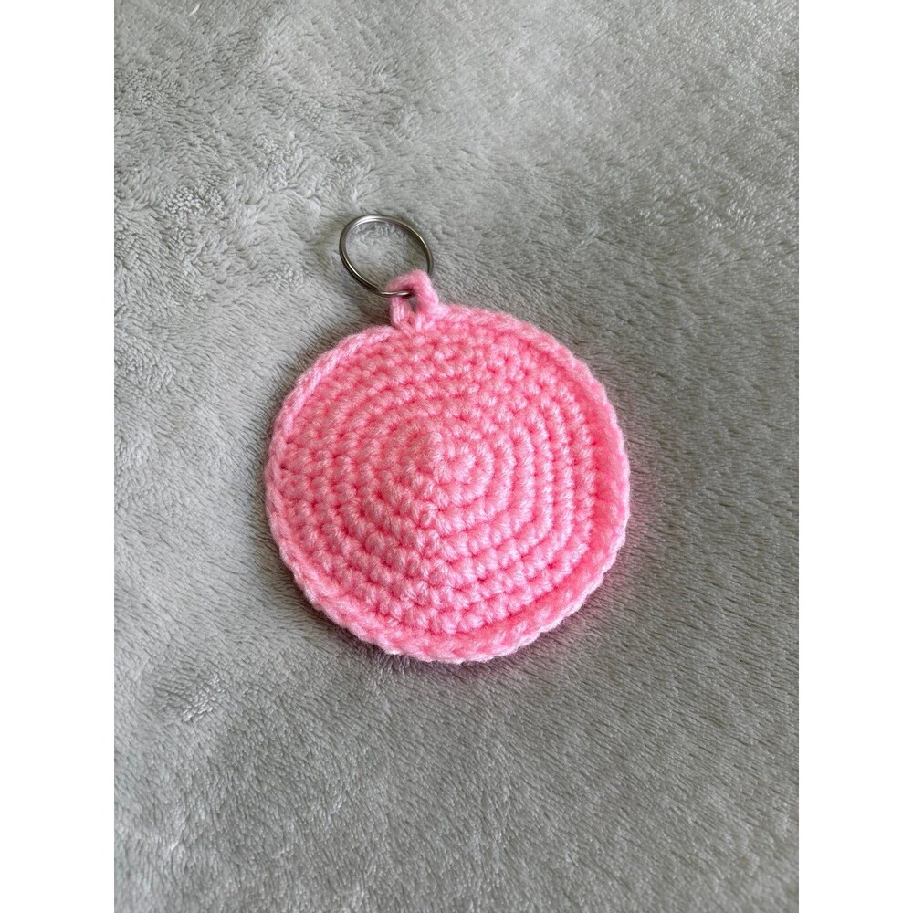 Keychain crochet sensory fidget toy autism ADHD kids teens marble backpack pink